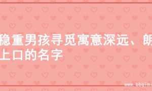为稳重男孩寻觅寓意深远、朗朗上口的名字