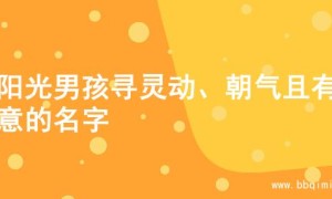 为阳光男孩寻灵动、朝气且有寓意的名字