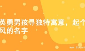 为英勇男孩寻独特寓意，起个威风的名字