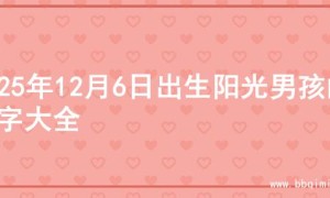 2025年12月6日出生阳光男孩的名字大全
