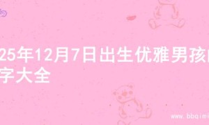 2025年12月7日出生优雅男孩的名字大全