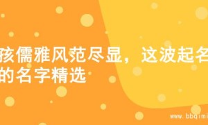 男孩儒雅风范尽显，这波起名字的名字精选