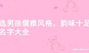 精选男孩儒雅风格，韵味十足的名字大全