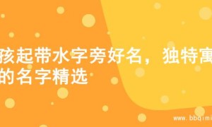 男孩起带水字旁好名，独特寓意的名字精选