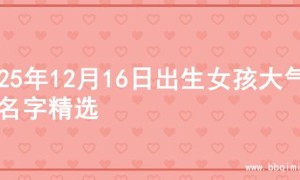 2025年12月16日出生女孩大气的名字精选
