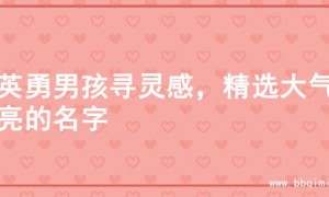为英勇男孩寻灵感，精选大气响亮的名字