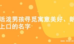 为活泼男孩寻觅寓意美好、朗朗上口的名字
