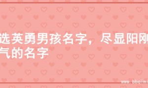精选英勇男孩名字，尽显阳刚之气的名字