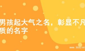为男孩起大气之名，彰显不凡气质的名字
