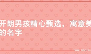 为开朗男孩精心甄选，寓意美好的名字
