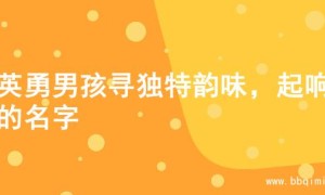 为英勇男孩寻独特韵味，起响亮的名字
